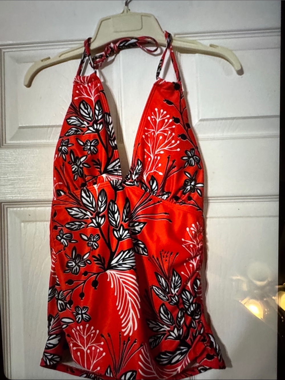 Orange, black, white tankini